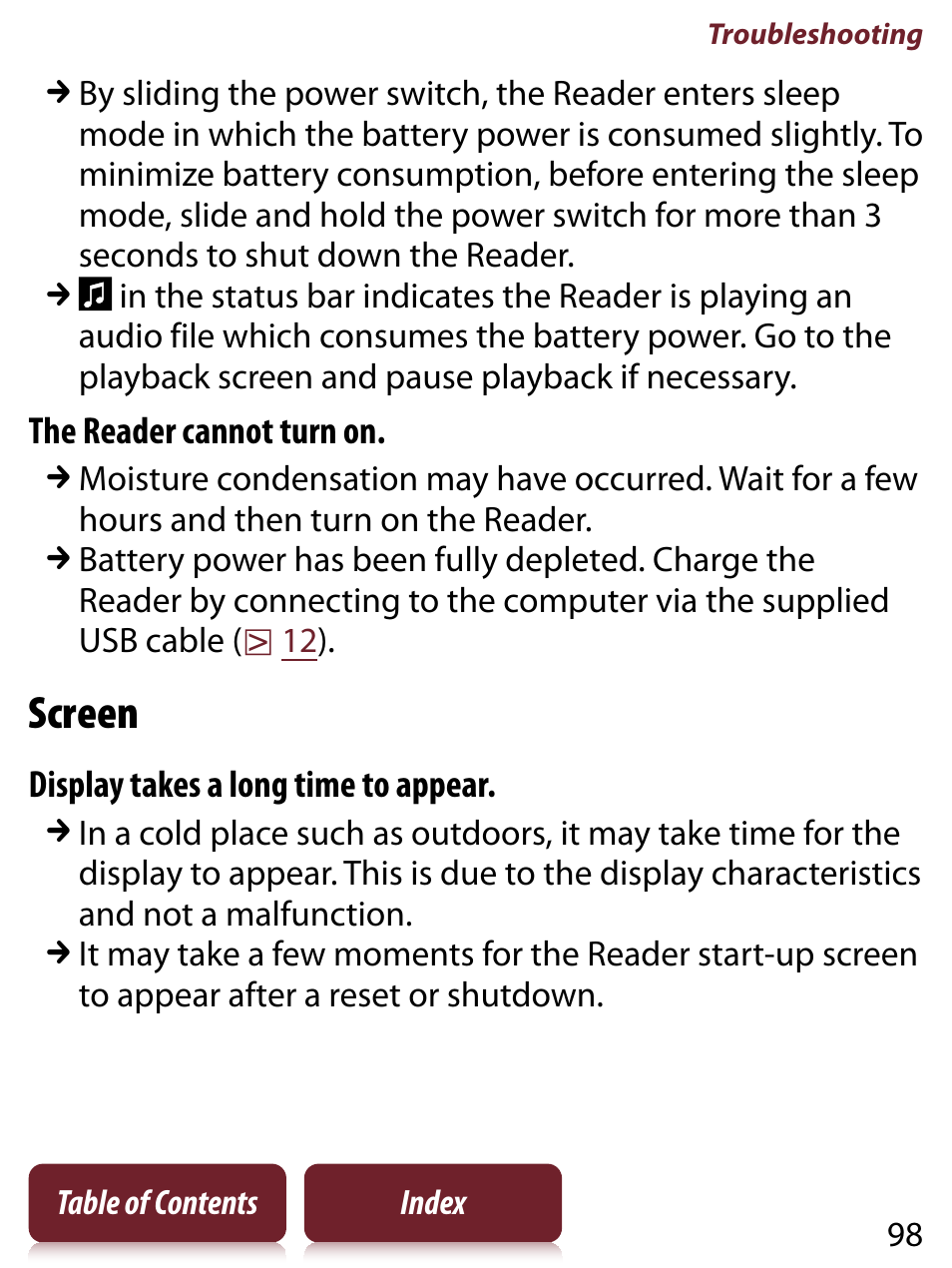 Screen | Sony READER TOUCH EDITION PRS-650 User Manual | Page 98 / 139