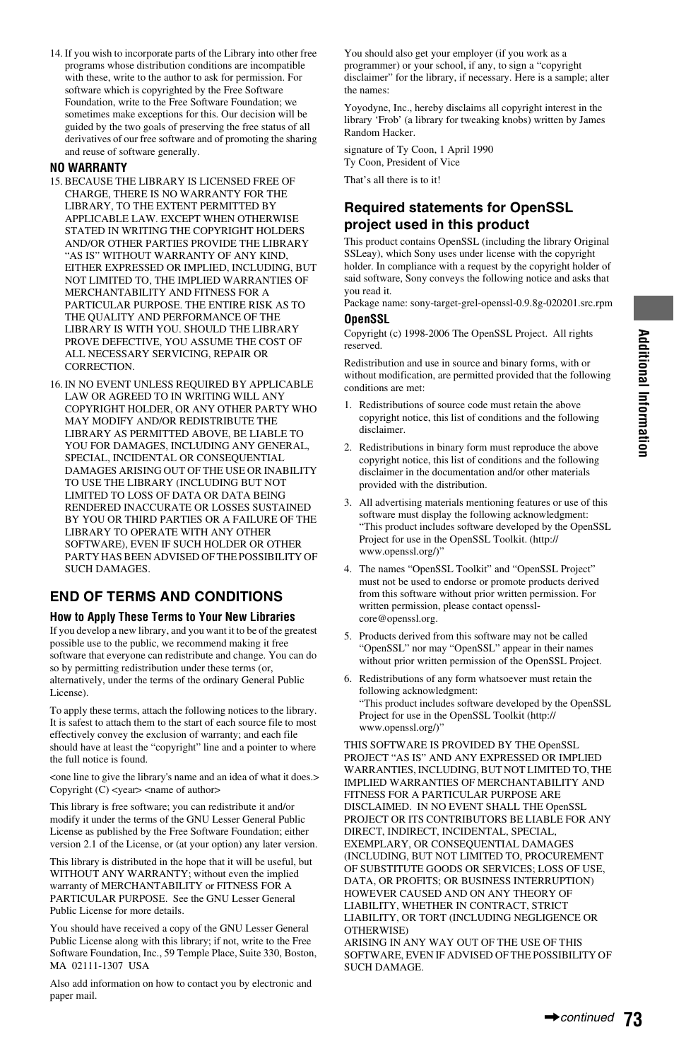 Sony BDP-S350 User Manual | Page 73 / 79