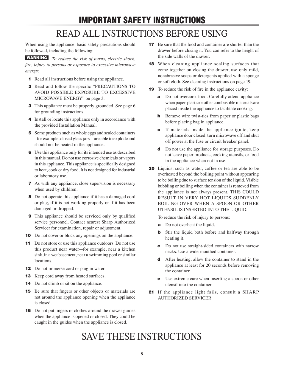 Save these instructions, Read all instructions before using, Important safety instructions | Sony KB-6525P User Manual | Page 5 / 24