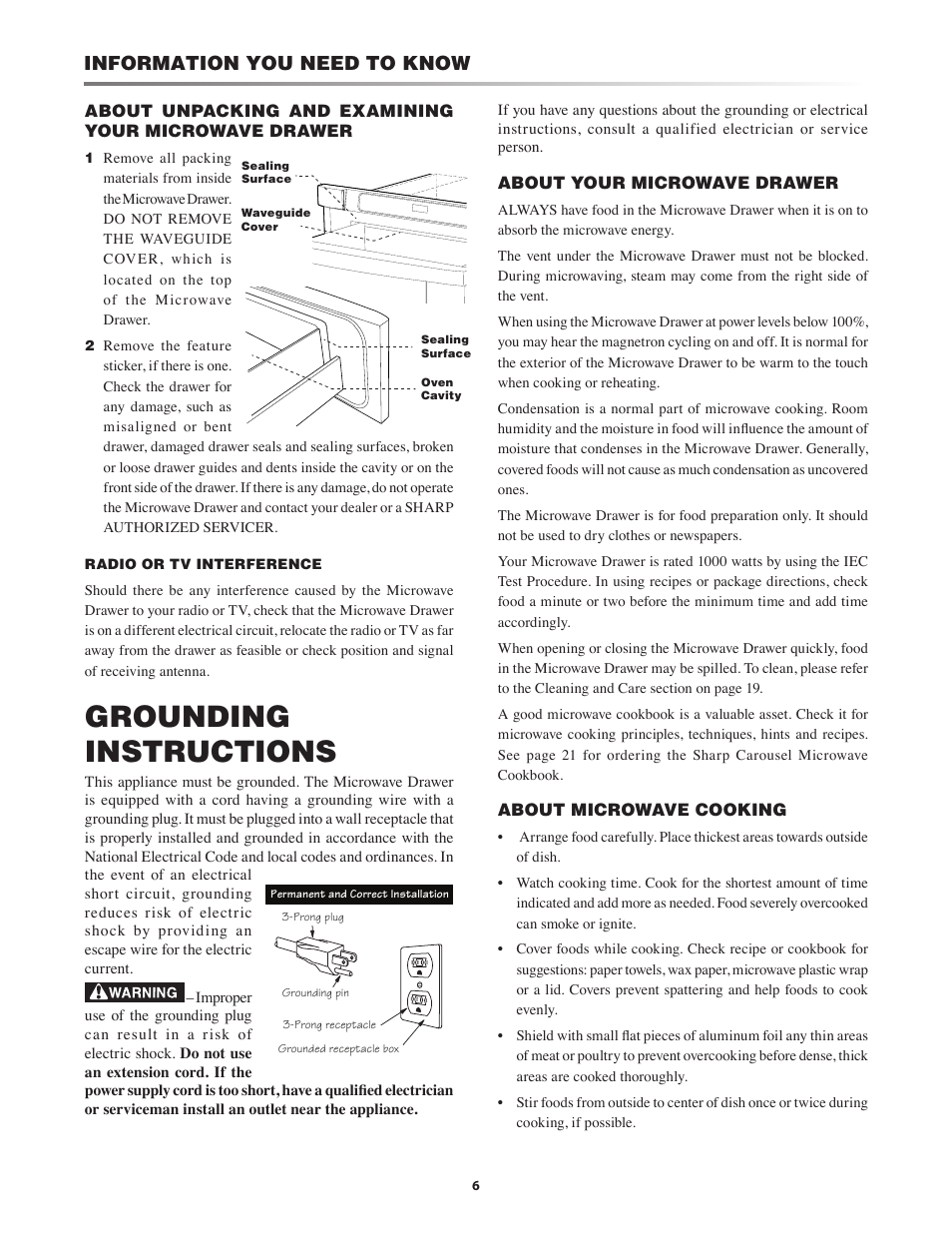 Grounding instructions, Information you need to know | Sony KB-6525P User Manual | Page 6 / 24
