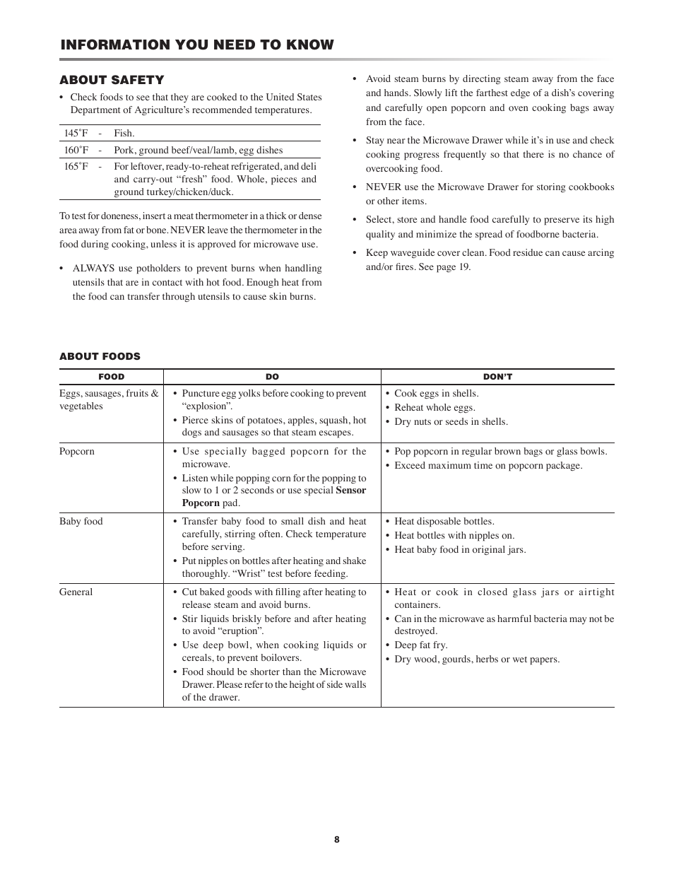 Information you need to know | Sony KB-6525P User Manual | Page 8 / 24