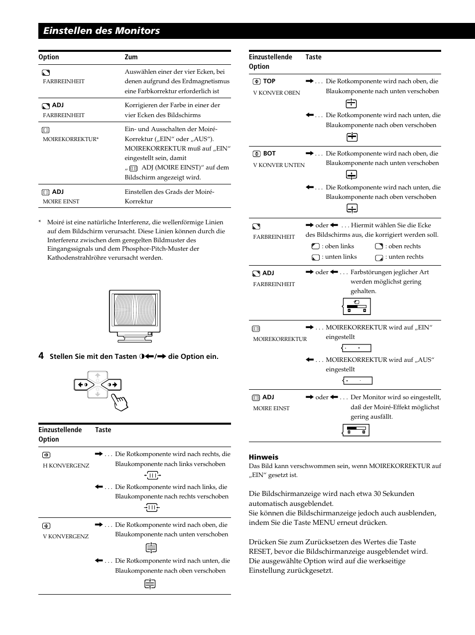 Einstellen des monitors | Sony CPD-520GST User Manual | Page 54 / 108