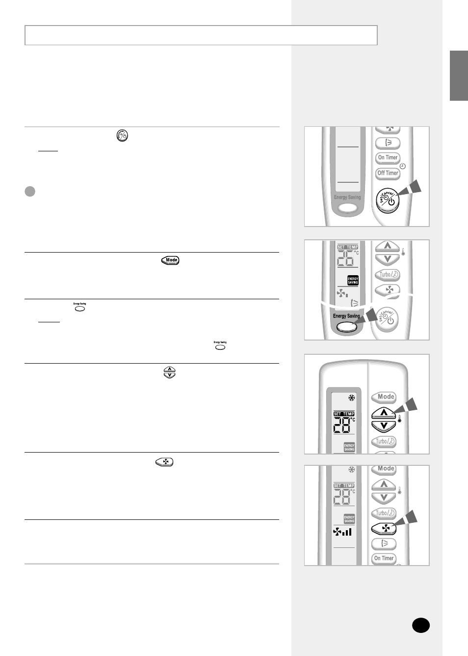 Selecting energy saving mode | Samsung AQ07S8GE User Manual | Page 15 / 26