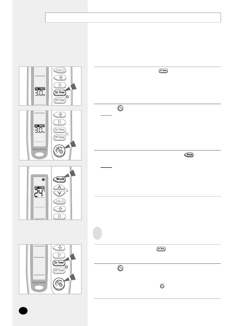 Setting the on timer | Samsung AQ07S8GE User Manual | Page 18 / 26