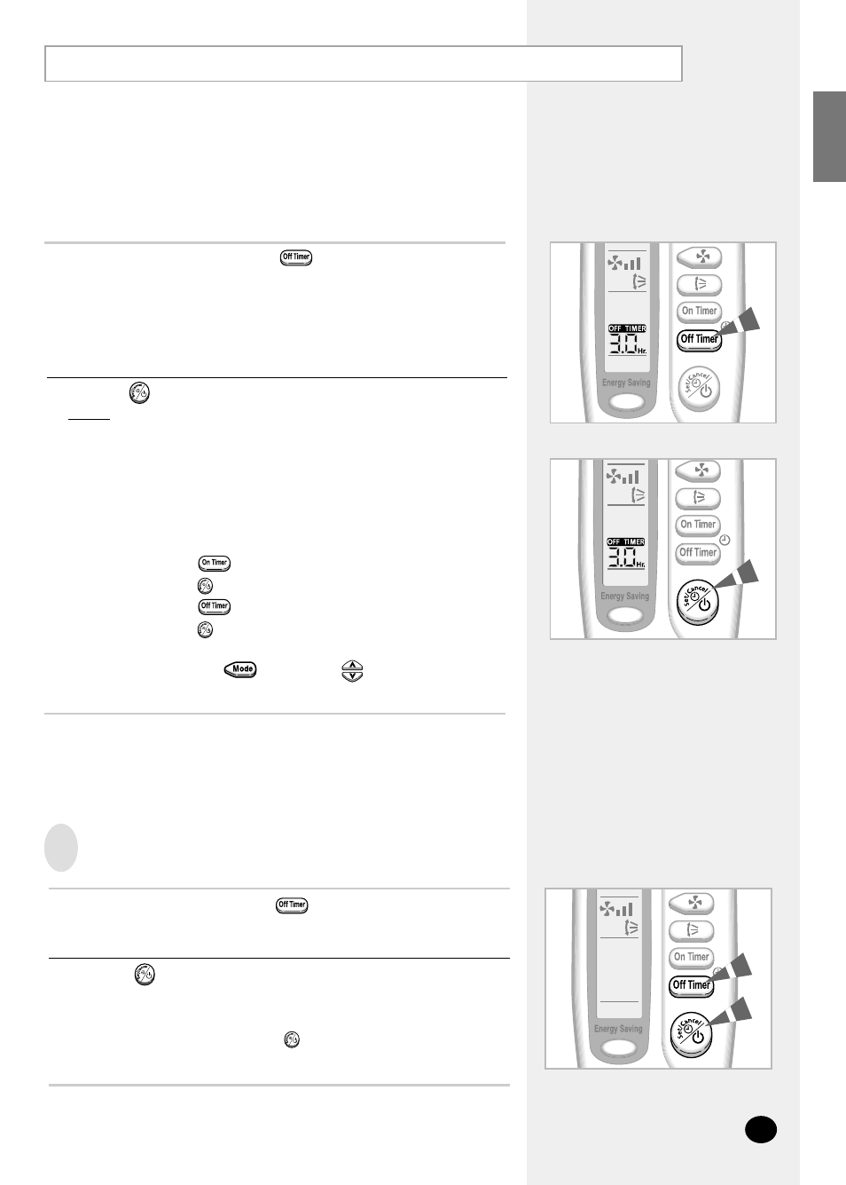 Setting the off timer | Samsung AQ07S8GE User Manual | Page 19 / 26