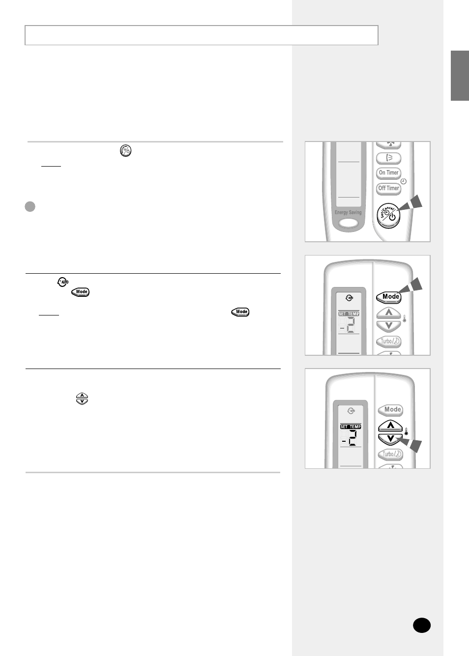 Selecting the automatic operating mode | Samsung AQ07S8GE User Manual | Page 9 / 26