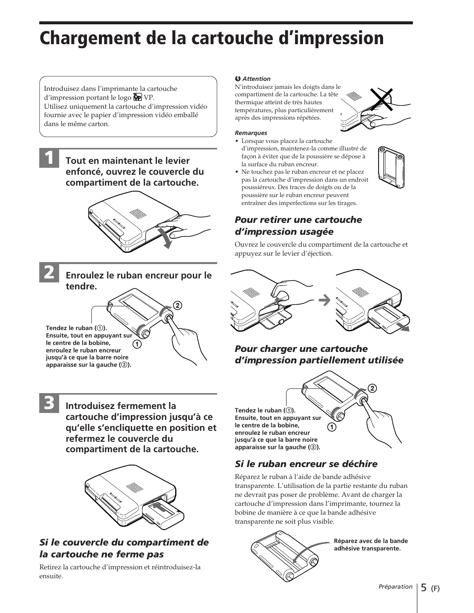 Chargement de la cartouche d’impression | Sony DPP-M55 User Manual | Page 15 / 32