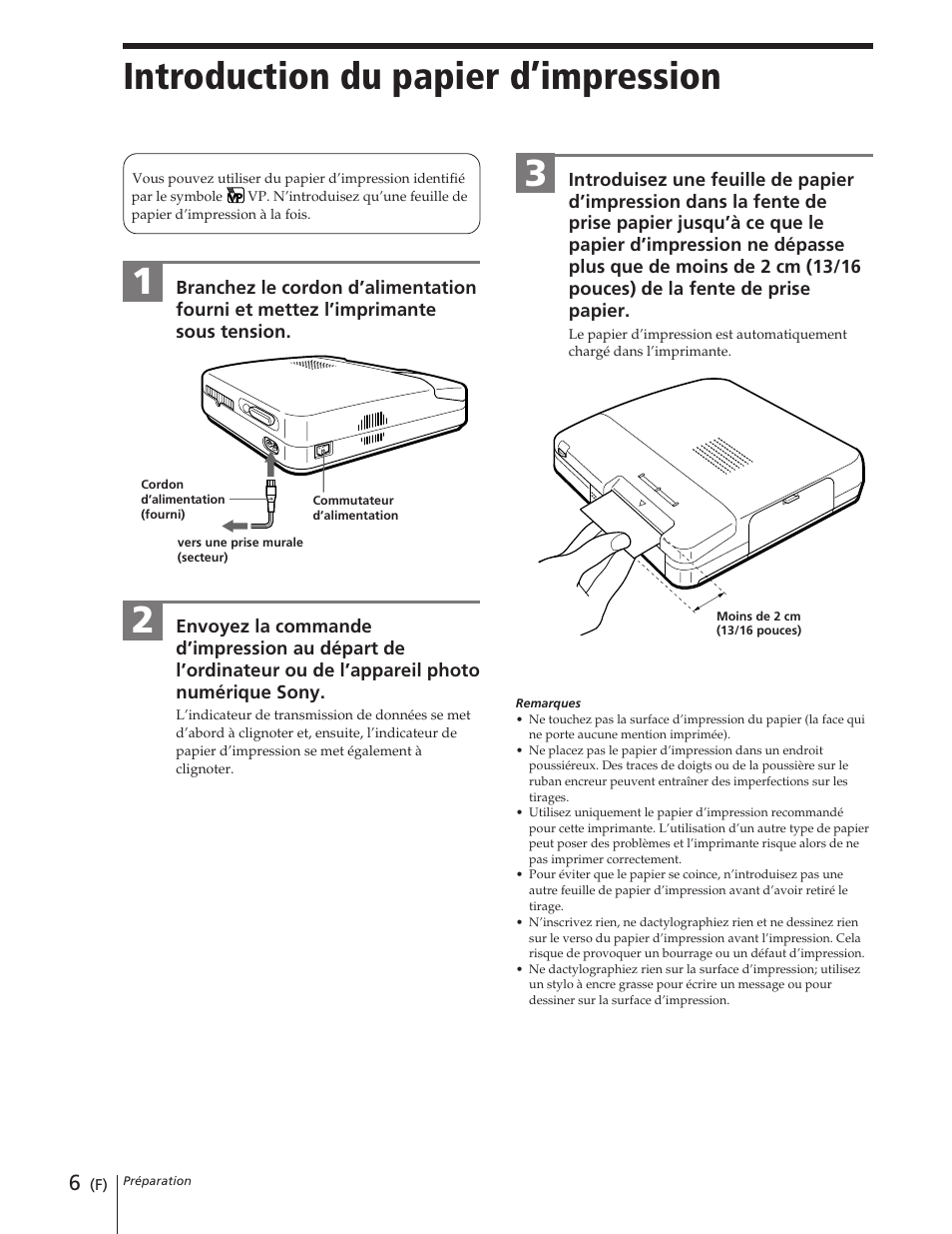 Introduction du papier d’impression | Sony DPP-M55 User Manual | Page 16 / 32