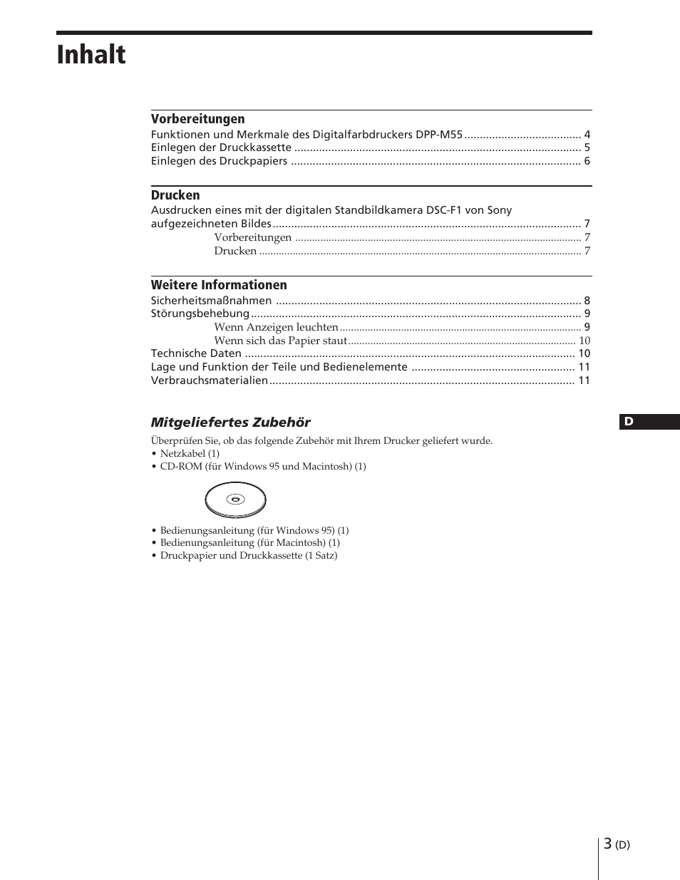 Inhalt | Sony DPP-M55 User Manual | Page 23 / 32