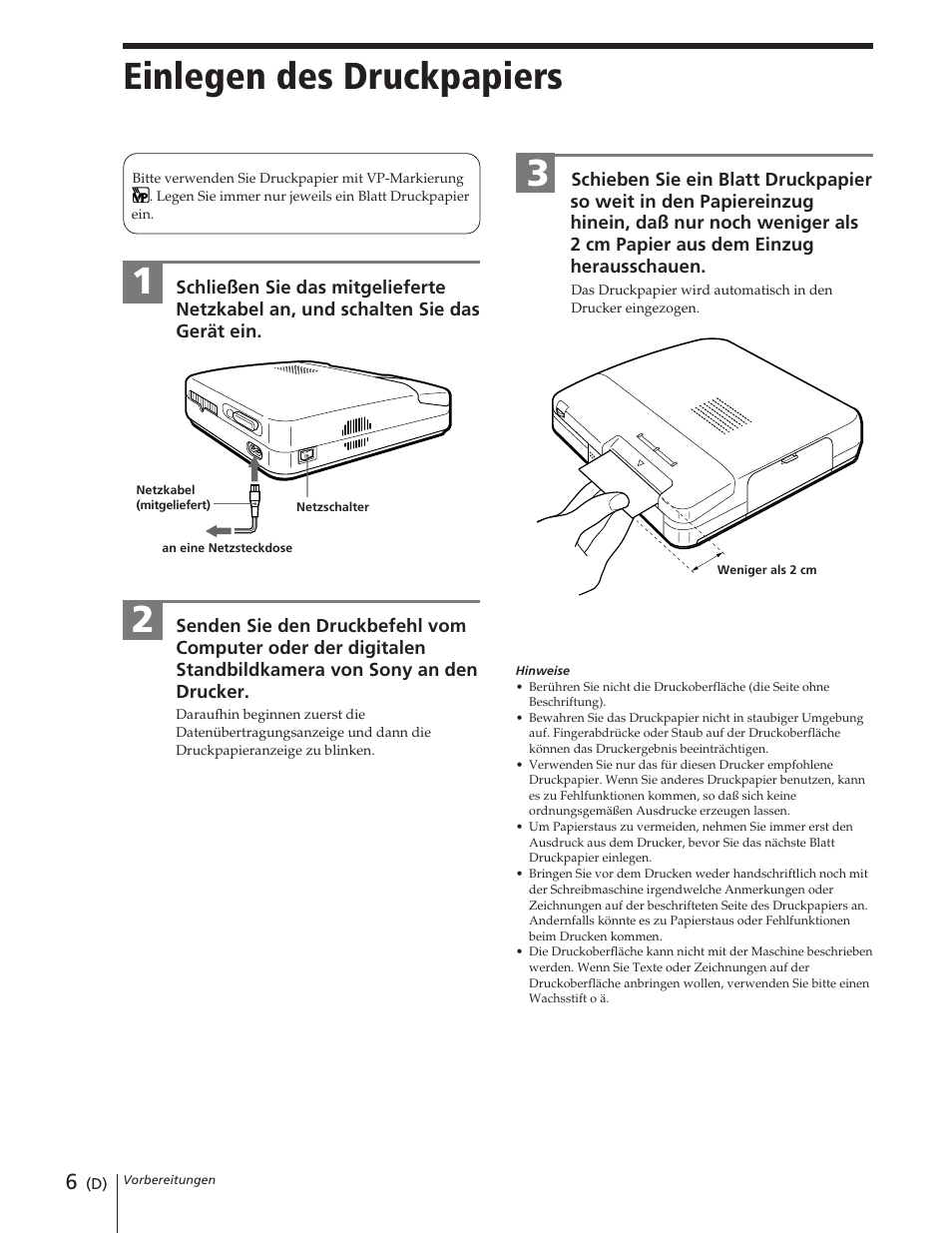 Einlegen des druckpapiers | Sony DPP-M55 User Manual | Page 26 / 32