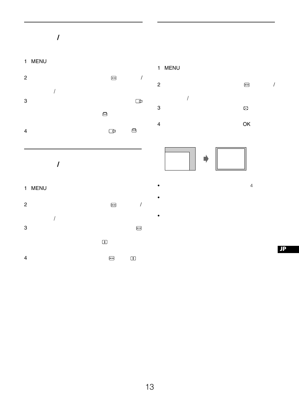 画像の位置を調整する （サイズ調整/位置調整, 画像の大きさを調整する （サイズ調整/位置調整, 画像の位置と大きさを自動的に 合わせる（オート | Sony GDM-5510 User Manual | Page 121 / 186