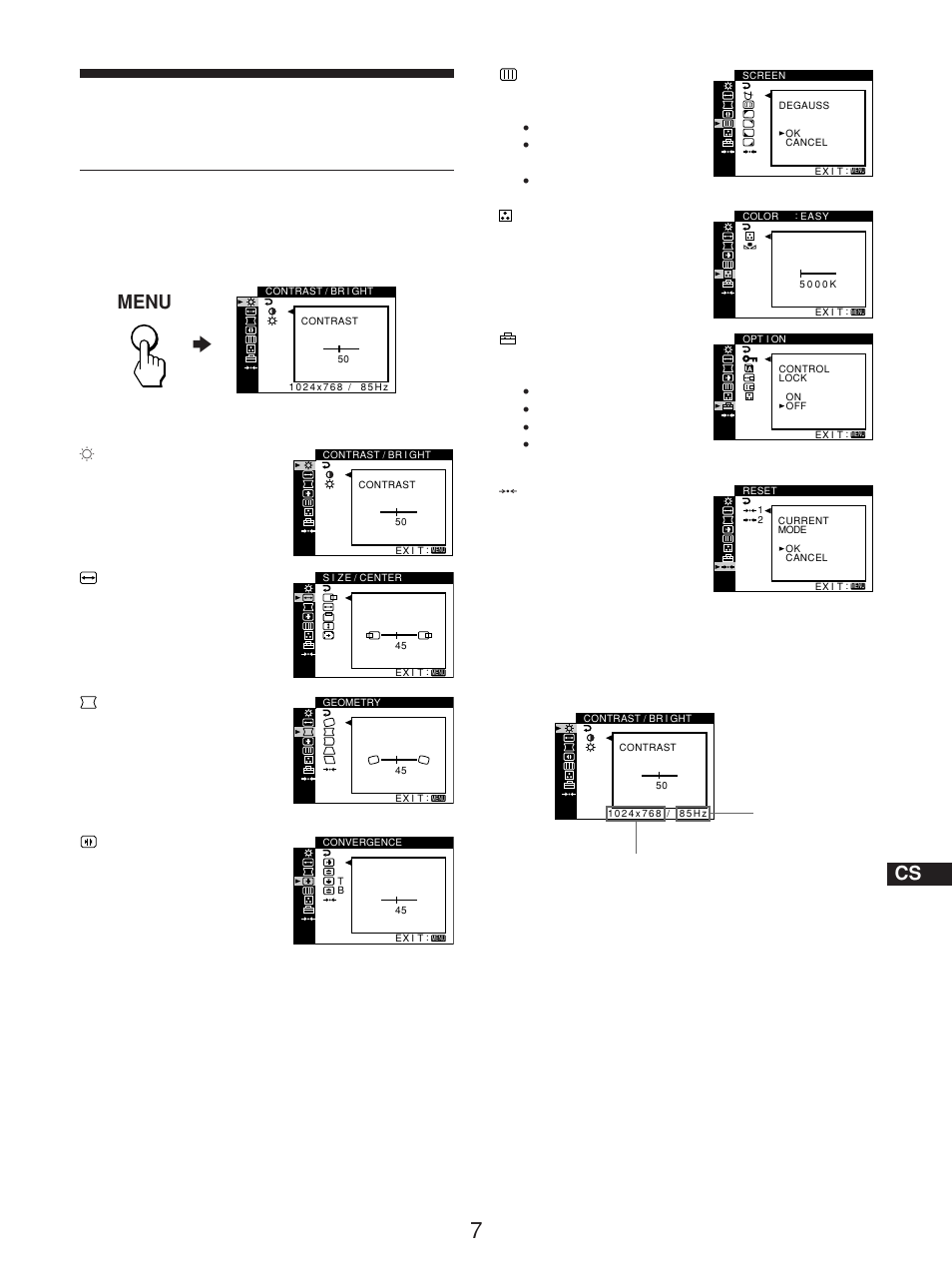 定制设定监视器, 导航菜单, Menu | Sony GDM-5510 User Manual | Page 155 / 186