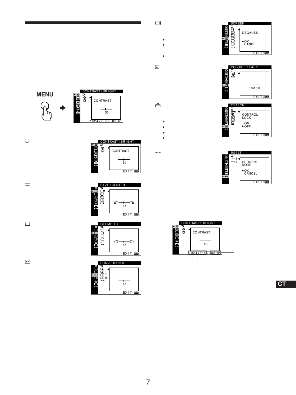 定制設定監視器, 導航選單, Menu | Sony GDM-5510 User Manual | Page 173 / 186