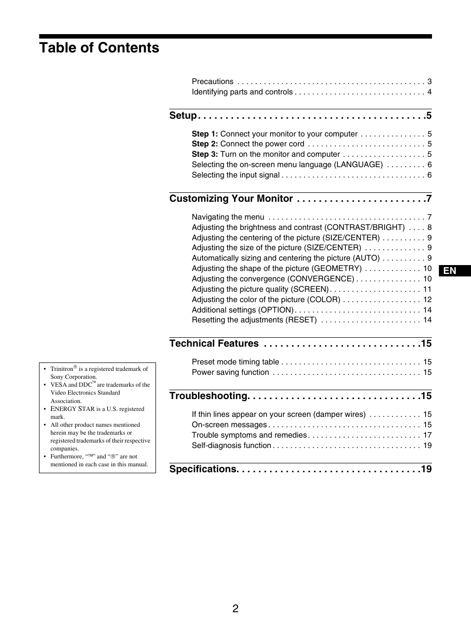 Sony GDM-5510 User Manual | Page 2 / 186