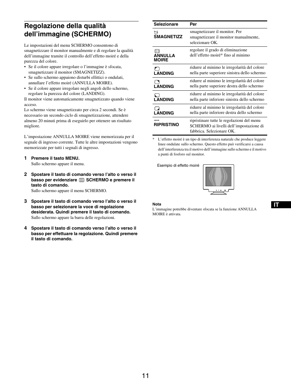 Regolazione della qualità dell’immagine (schermo) | Sony GDM-5510 User Manual | Page 65 / 186