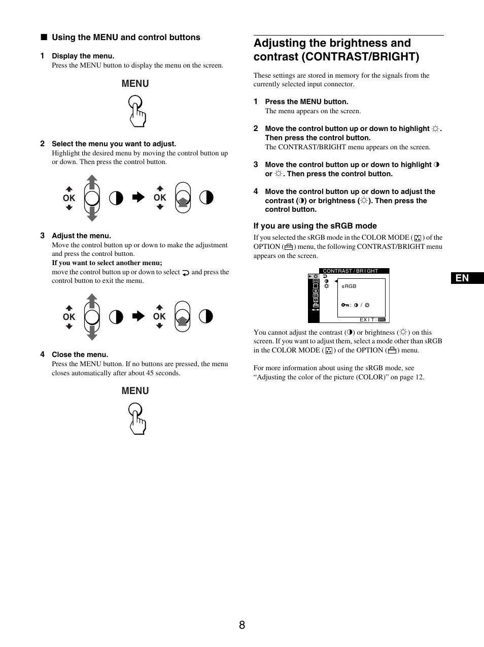 Menu | Sony GDM-5510 User Manual | Page 8 / 186