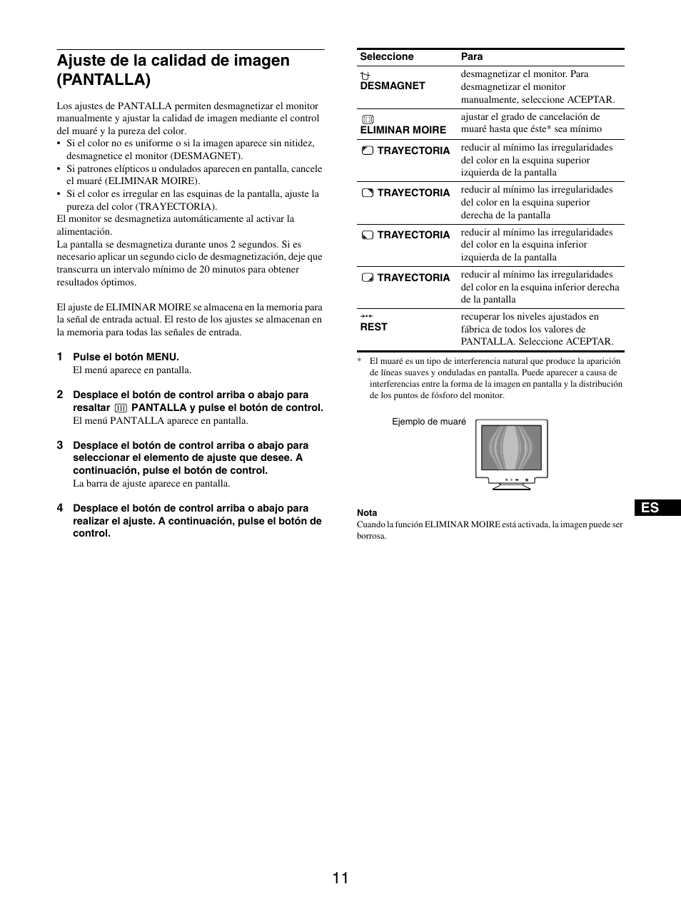 Ajuste de la calidad de imagen (pantalla) | Sony GDM-5510 User Manual | Page 83 / 186