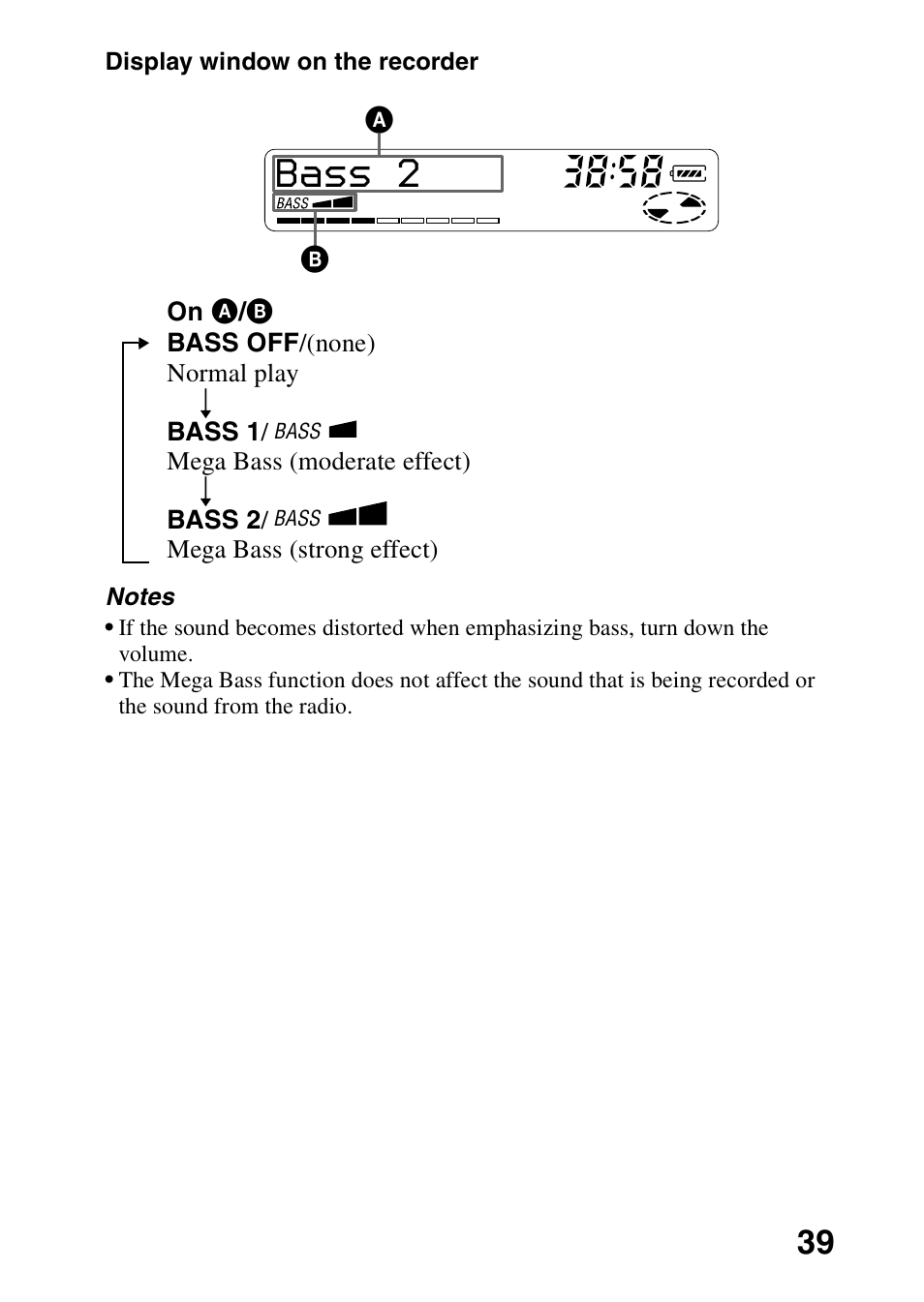 Bass 2 | Sony MZ-G750DPC User Manual | Page 39 / 76