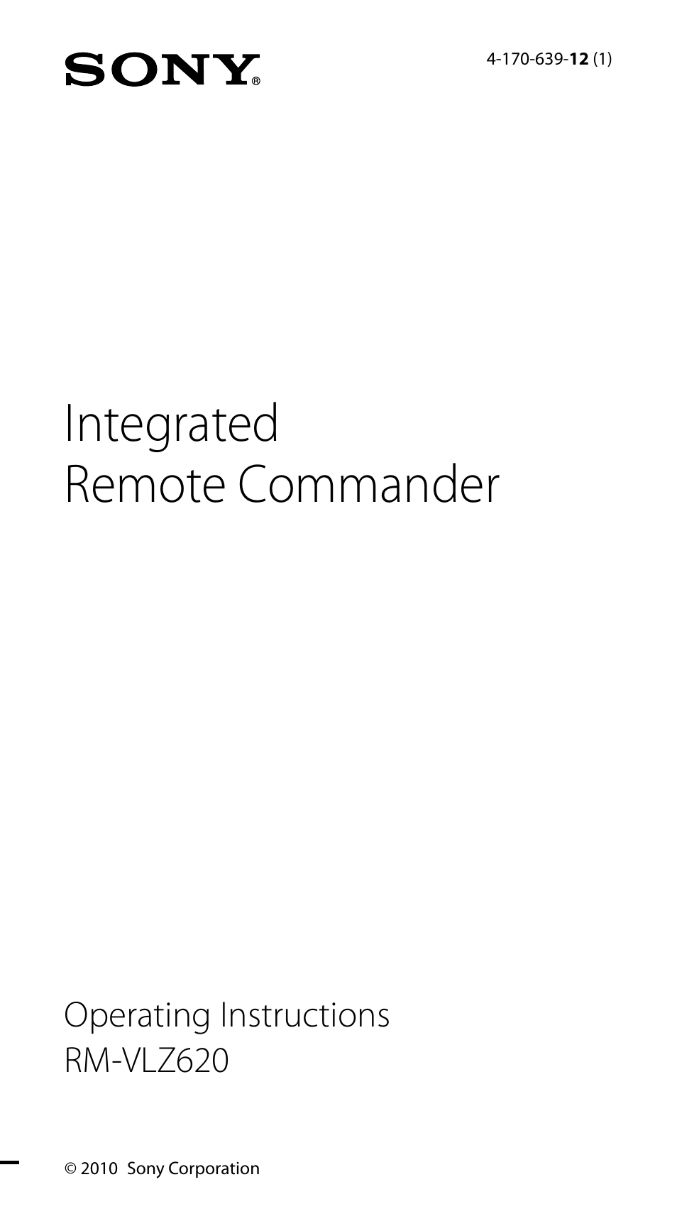 Sony RM-VLZ620 User Manual | 52 pages