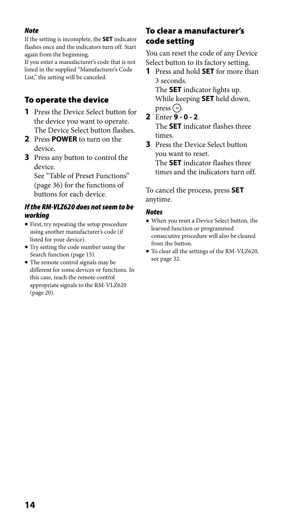 Sony RM-VLZ620 User Manual | Page 14 / 52