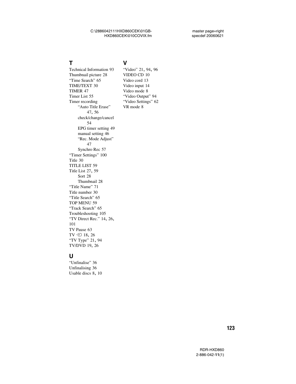 Sony RDR-HXD860 User Manual | Page 123 / 124