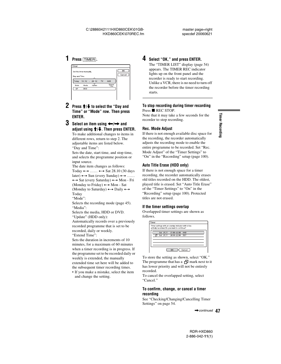 Sony RDR-HXD860 User Manual | Page 47 / 124