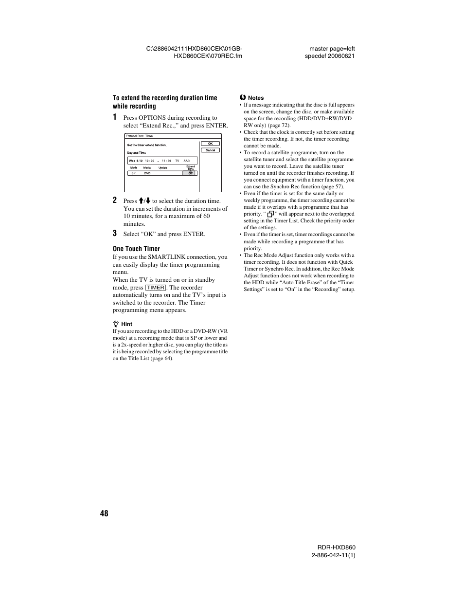 Sony RDR-HXD860 User Manual | Page 48 / 124