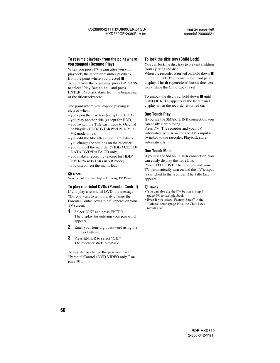 Sony RDR-HXD860 User Manual | Page 60 / 124