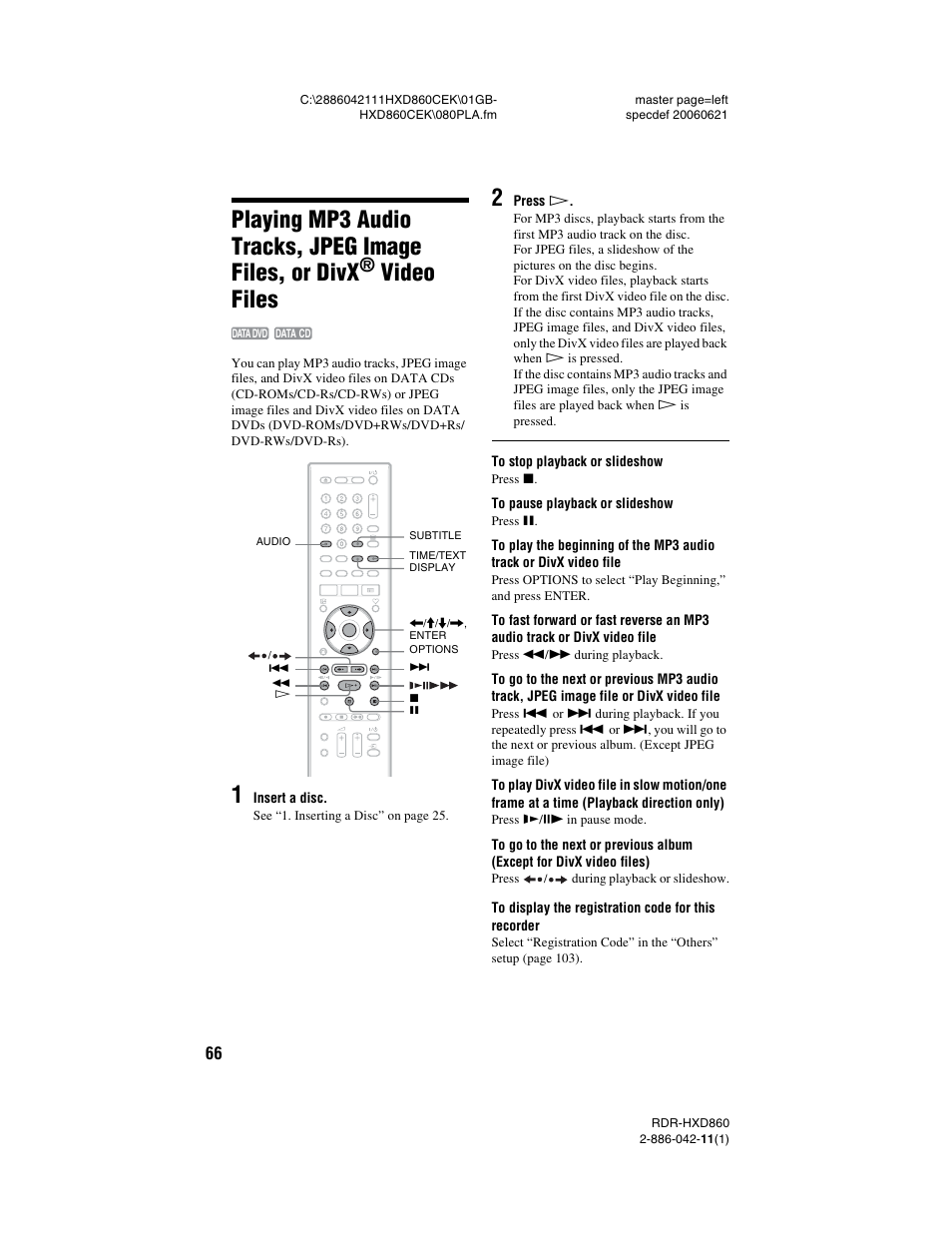 Video files | Sony RDR-HXD860 User Manual | Page 66 / 124