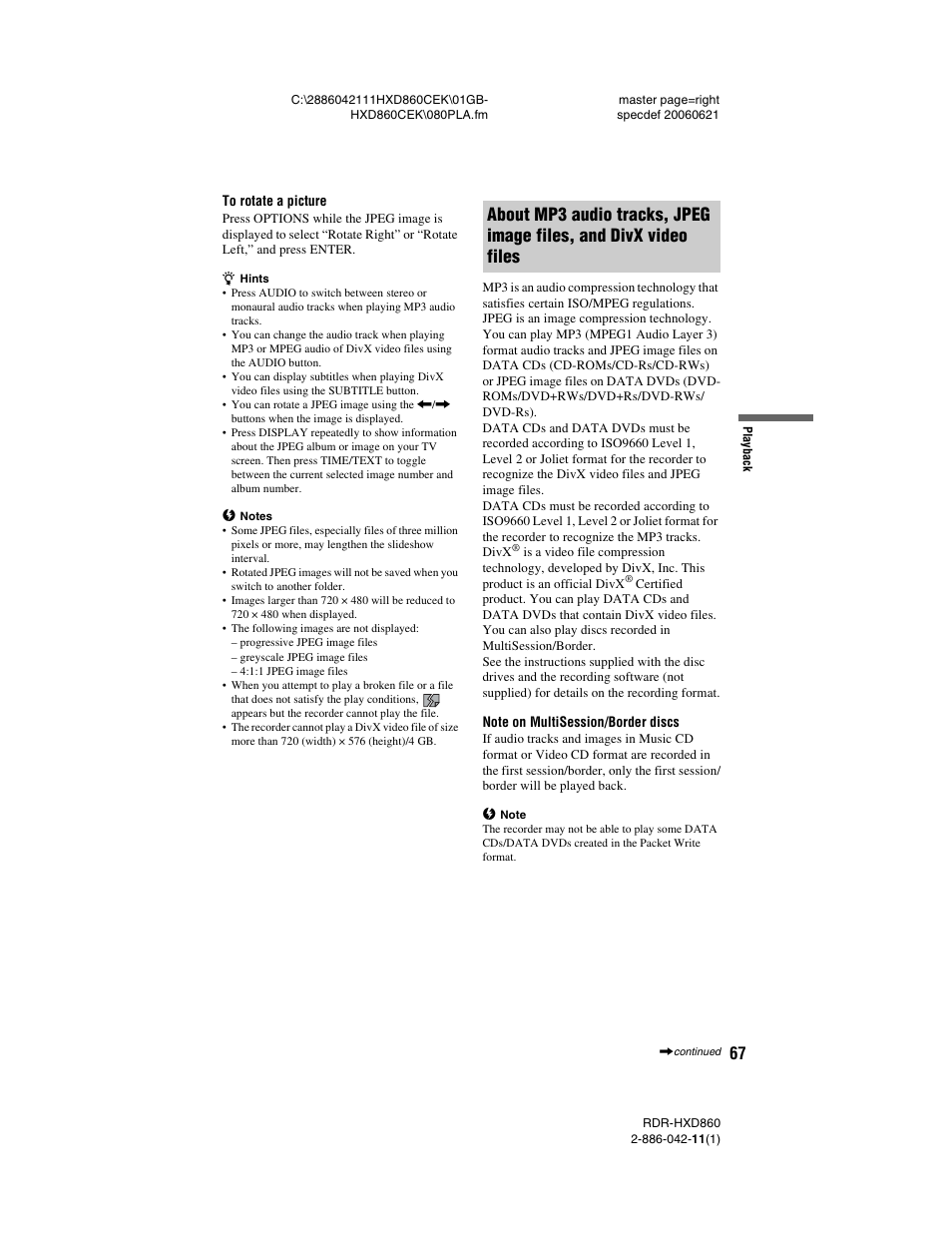 Sony RDR-HXD860 User Manual | Page 67 / 124