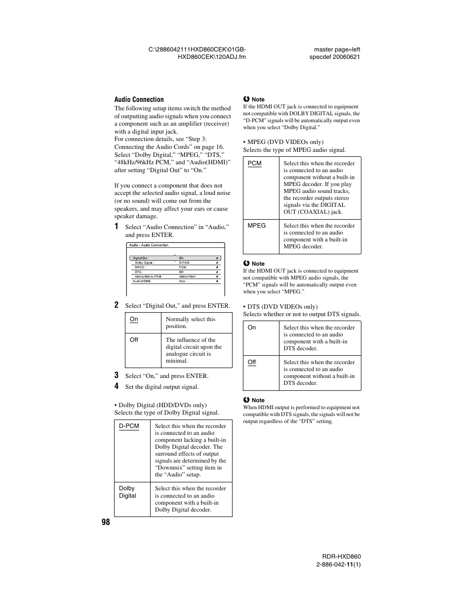 Sony RDR-HXD860 User Manual | Page 98 / 124