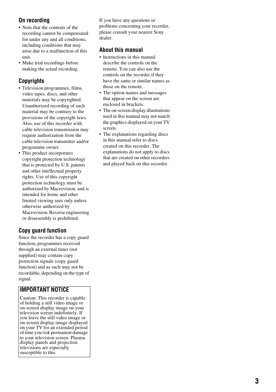 Sony RDR-GX210 User Manual | Page 3 / 96
