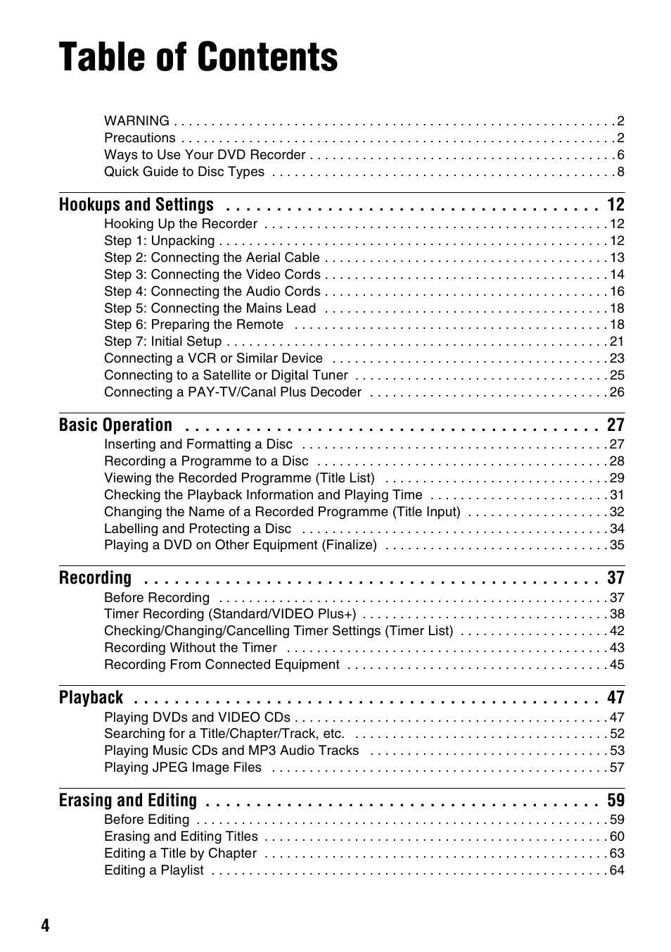 Sony RDR-GX210 User Manual | Page 4 / 96
