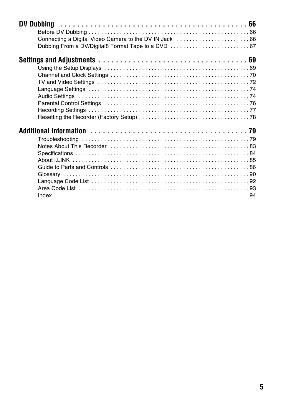 Sony RDR-GX210 User Manual | Page 5 / 96