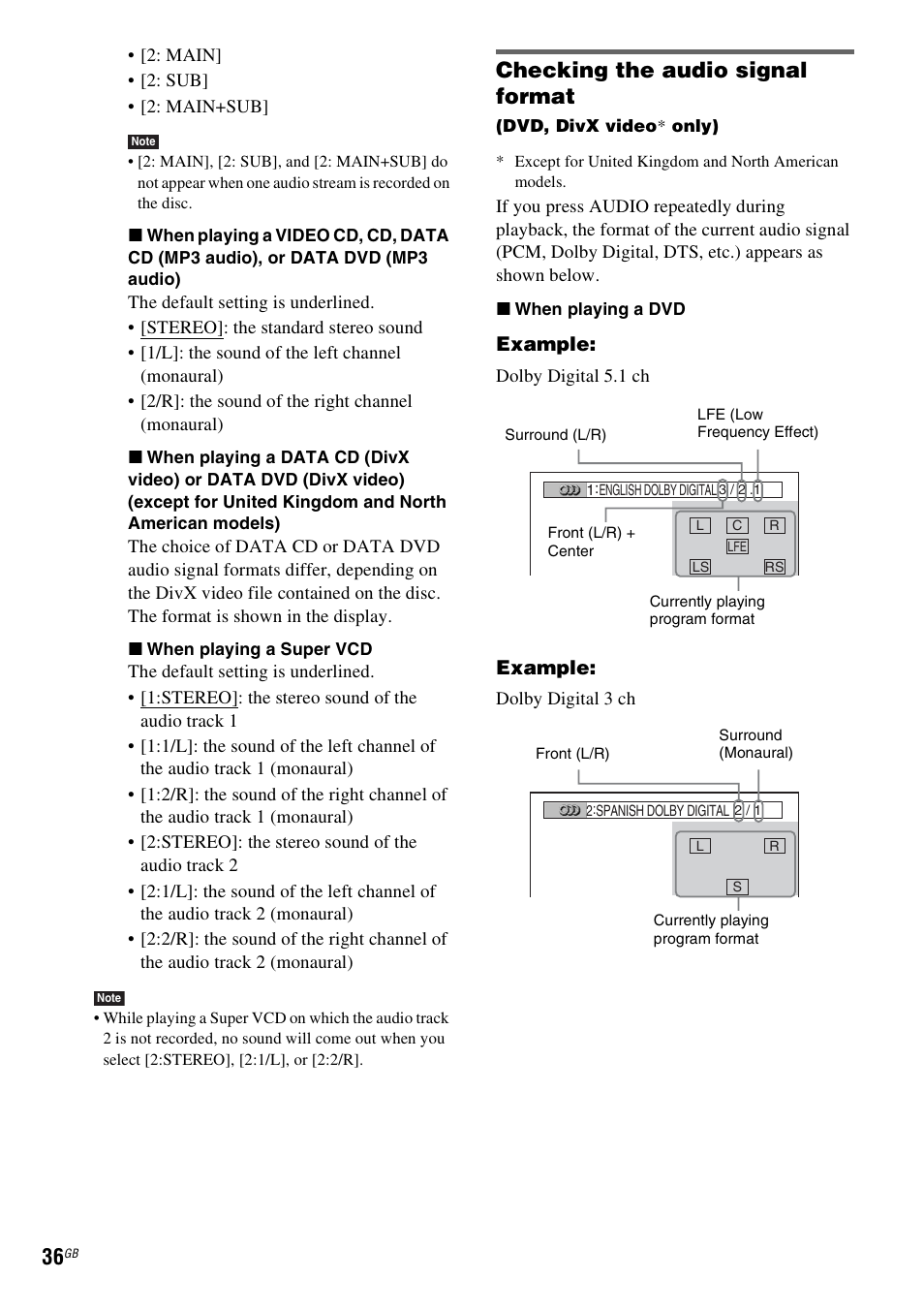 Checking the audio signal format | Sony DAV-DZ231 User Manual | Page 36 / 96