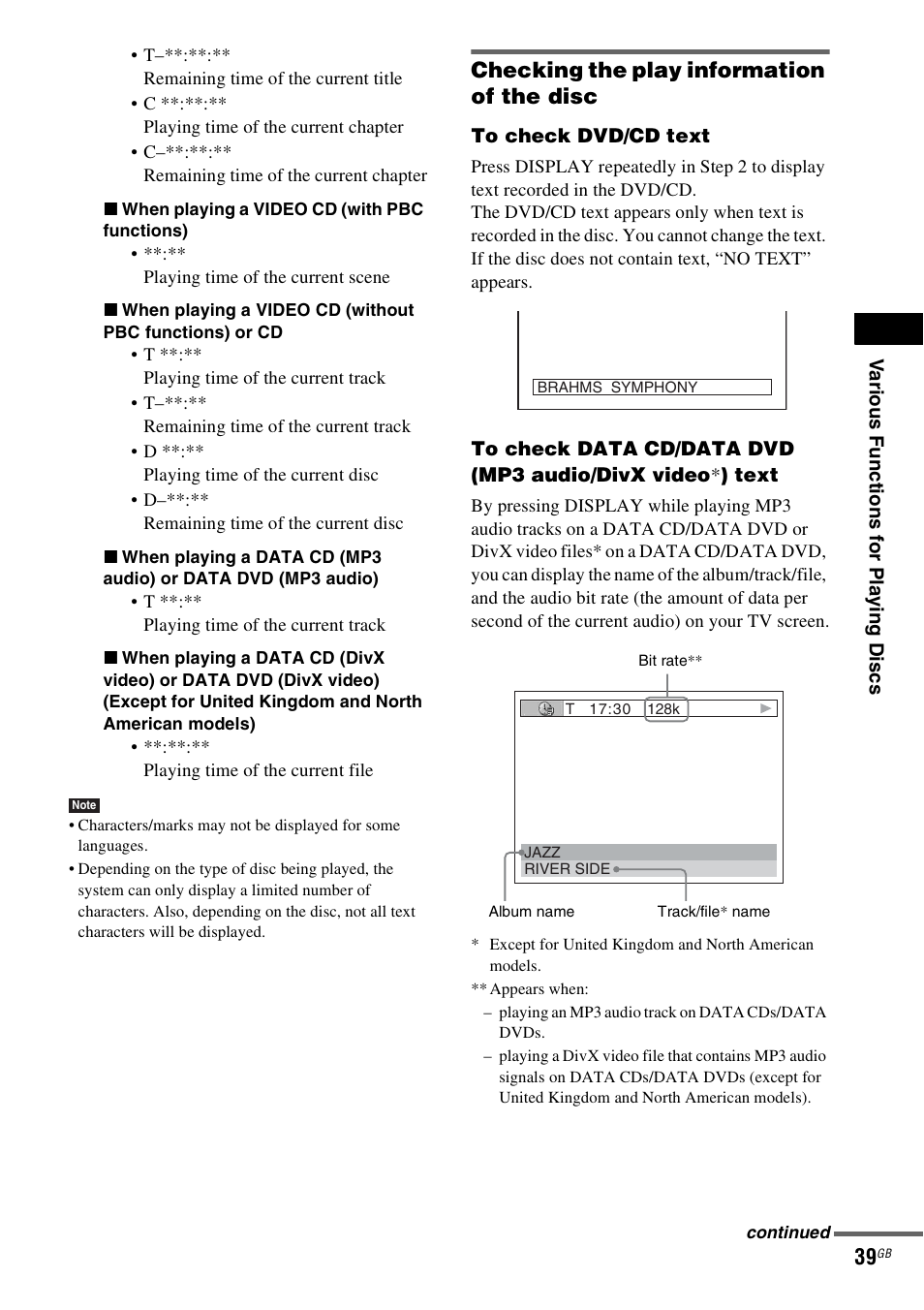 Checking the play information of the disc | Sony DAV-DZ231 User Manual | Page 39 / 96