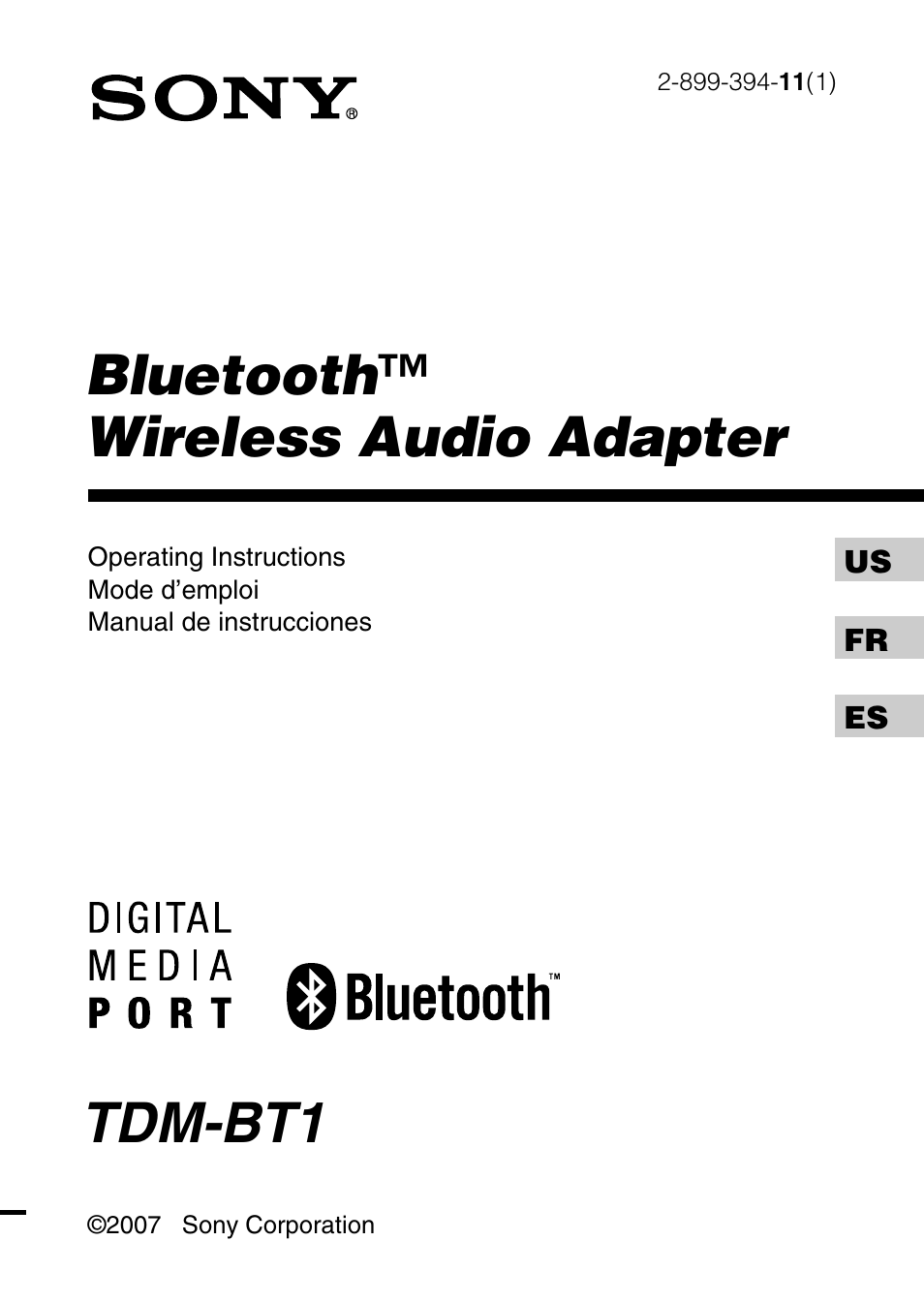 Sony TDM-BT1 User Manual | 44 pages