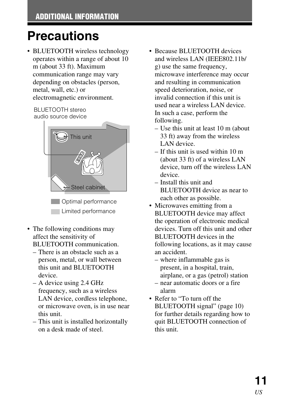 Additional information, Precautions | Sony TDM-BT1 User Manual | Page 11 / 44