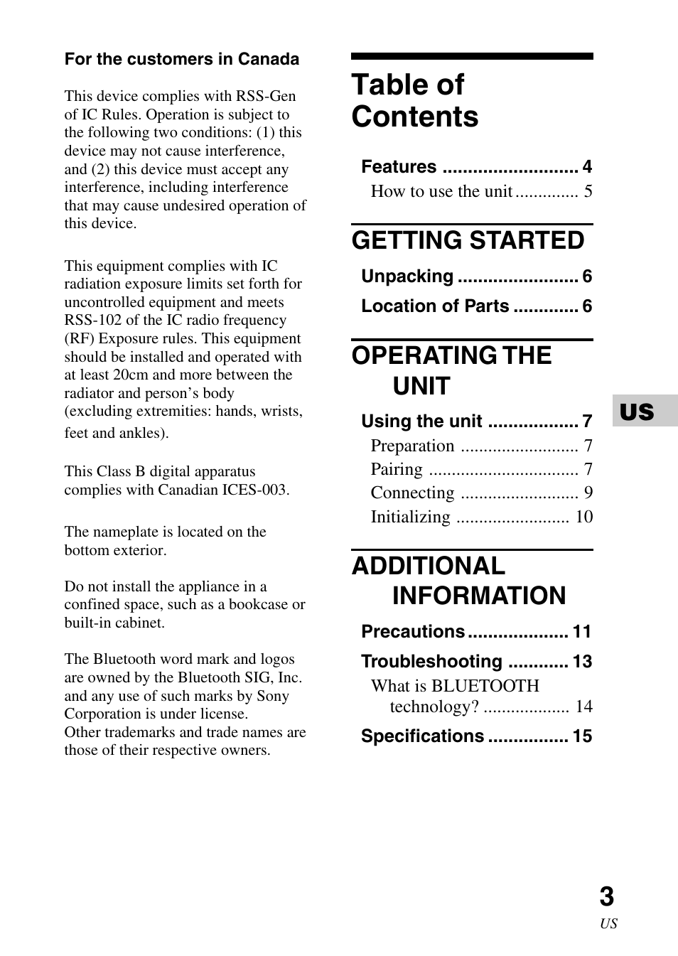 Sony TDM-BT1 User Manual | Page 3 / 44
