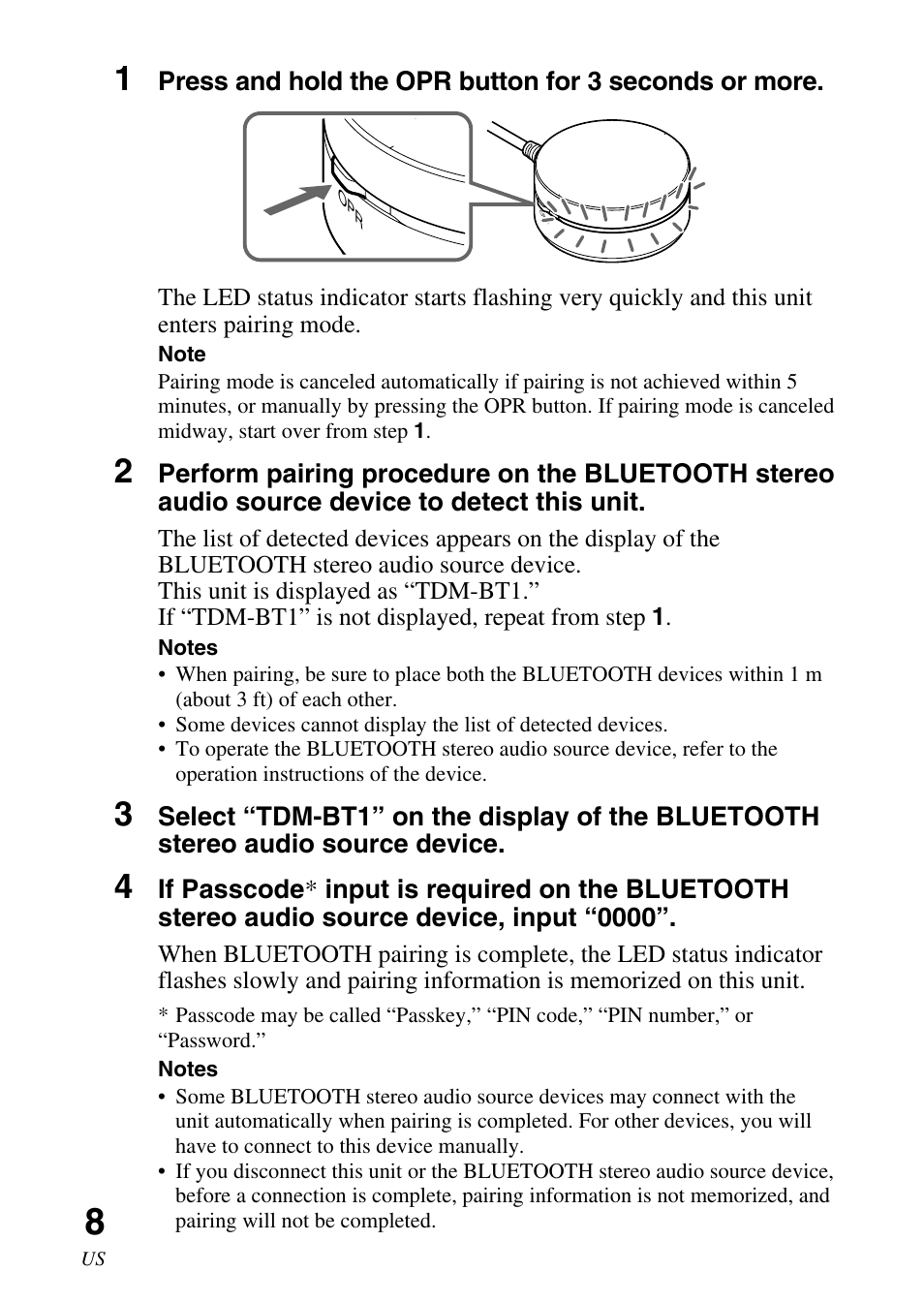 Sony TDM-BT1 User Manual | Page 8 / 44