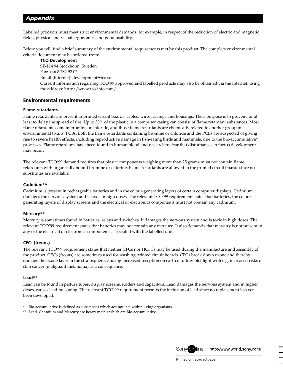 Appendix | Sony GDM-400PST9 User Manual | Page 104 / 104