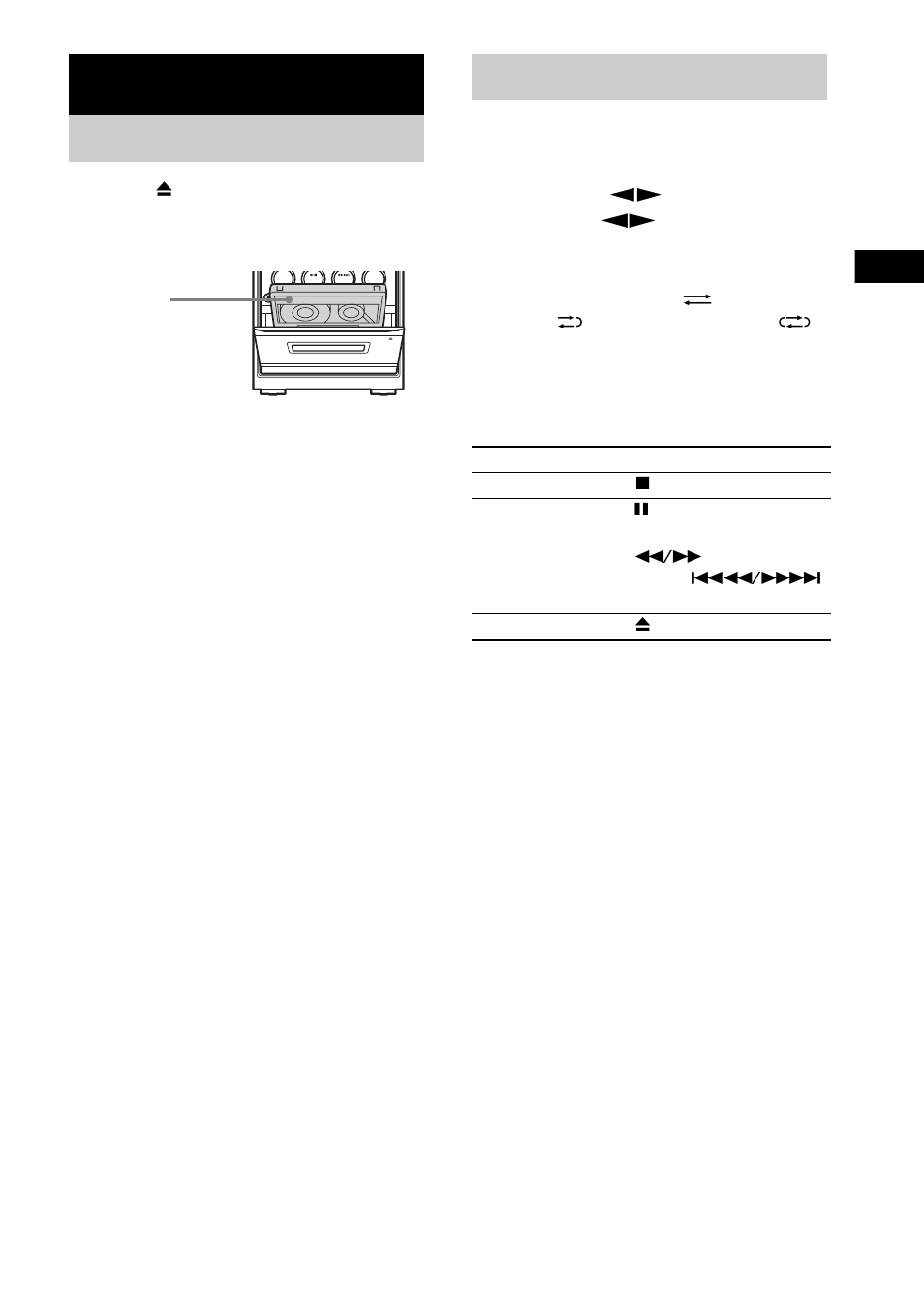 Tape – play, Loading a tape, Playing a tape | Loading a tape playing a tape | Sony CMT-GP5 User Manual | Page 11 / 28