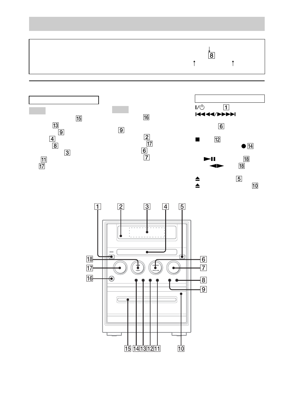 List of button locations and reference, List of button locations and reference pages | Sony CMT-GP5 User Manual | Page 24 / 28