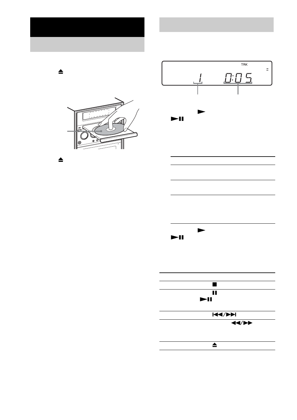 Cd – play, Loading a disc, Playing a disc | Normal play/shuffle play, Loading a disc playing a disc | Sony CMT-GP5 User Manual | Page 6 / 28