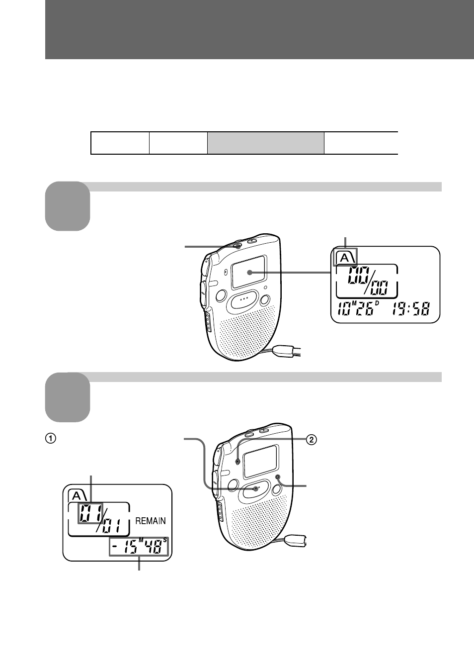 Basic operations, Recording messages, Select the file. start recording | Sony ICD-57 User Manual | Page 10 / 36