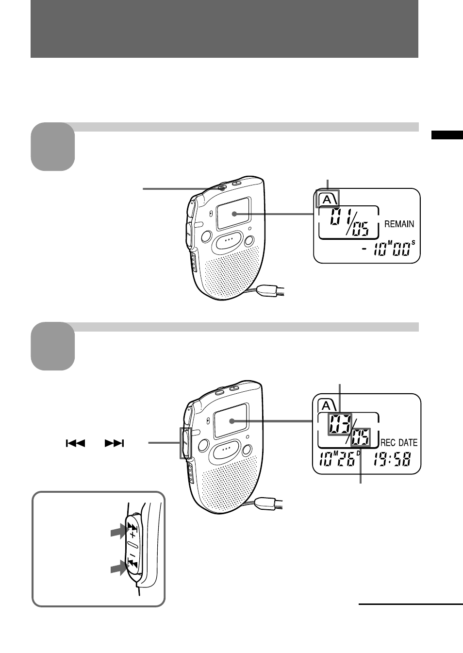 Playing back messages, Select the file. select the message number | Sony ICD-57 User Manual | Page 13 / 36