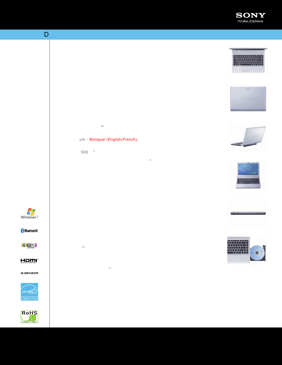 Sony VPCS131FDS User Manual | 2 pages