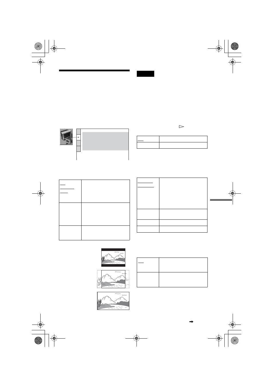 L1 - settings for the display (screen setup), Settings for the display (scree, Settings for the display | Sony DVP-NC60P User Manual | Page 63 / 76