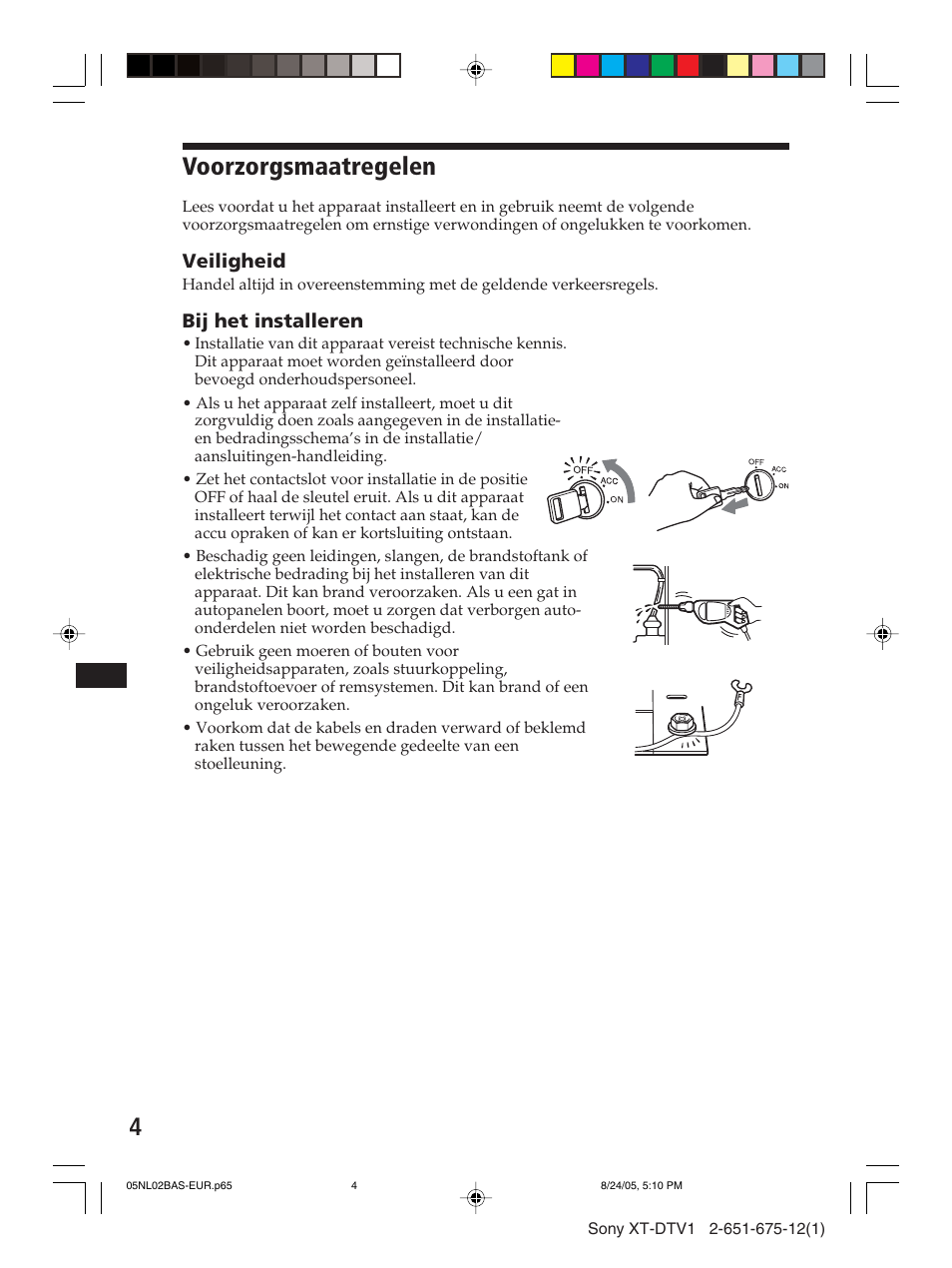 Voorzorgsmaatregelen, 4voorzorgsmaatregelen | Sony XT-DTV1 User Manual | Page 100 / 123