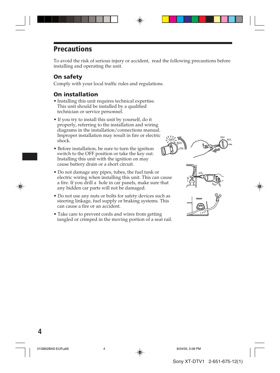 Precautions, 4precautions | Sony XT-DTV1 User Manual | Page 4 / 123